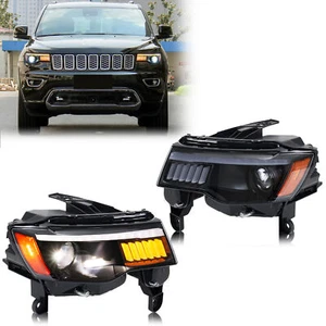 LED Headlights for Jeep Grand Cherokee WK2 4th Gen 2017-2021 Blackout Front Lamp - Picture 1 of 5