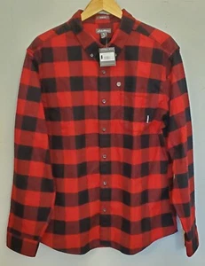 Eddie Bauer Men's Shirt XL 100% Cotton Red & Black Plaid NWT - Picture 1 of 10