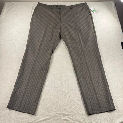 Pantalones de vestir Brooks Brothers para hombre W42 L32 a rayas marrón topo carrera formal nuevos con etiquetas Foto 1 de 4