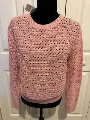 NWT BANANA REPUBLIC Pink Open-Stitch Pullover Sweater Women's Sz SM - Image 1 of 4