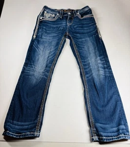 Rock Revival Jeans Herren 31x28 Rishi Straight Leg Heavy Stitch Fleur-de-Lis - Bild 1 von 22