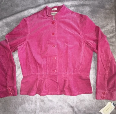 VTG JONES NEW YORK LADIES LARGE Pink Pleated Strech Corduroy Blazer 2005 - Image 1 of 4
