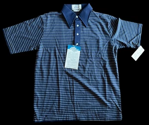 Camisa Polo Vintage Puritana Poli Algodón Nuevas Etiquetas Azul Rayas Para Hombre Grande L - Imagen 1 de 8