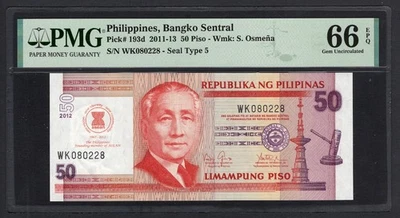 Philippines 50 Piso 2012 P193d Uncirculated Grade 66 - Image 1 of 2