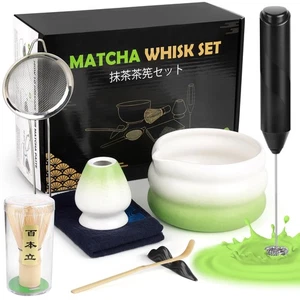 Juego de batidor Matcha con espumador eléctrico - Juego de té de 8 piezas con tazón Matcha, bambú... - Imagen 1 de 7