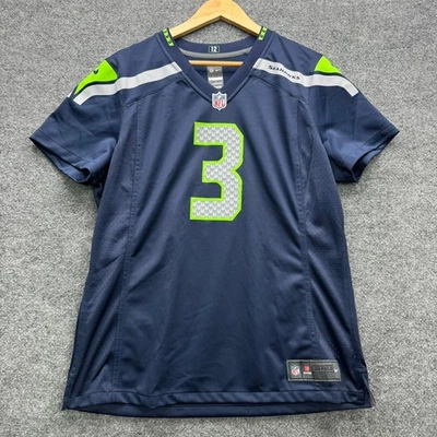 耐克西雅图海鹰队 Russell Wilson #3 球衣女式 XL NFL 现场足球 — 第 1/4 张图片