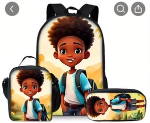 School Boy 3 PC Bookbag Backpack Lunch Tote Pencil Case NEW - Picture 1 of 4