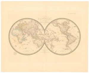 1840 Brue 'Mappemonde en deux hemispheres' w/ Independent Republic of Texas - Picture 1 of 2