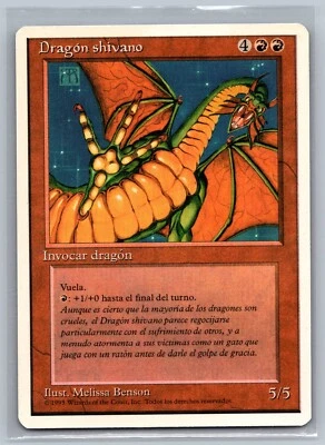 Magic MTG SPANISH 4th Edition Shivan Dragon (Foreign White Border) MTG TCG CCG - Image 1 of 2