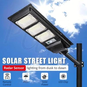 LED Solar Street Light Garden Lights Radar Sensor Floodlight Remote Control Yard - Picture 1 of 16
