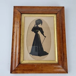 Antique 19th Century Silhouette Portrait Of A Lady With Gilt Highlights - Picture 1 of 9