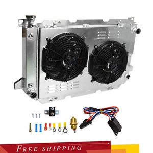 For 1985-1997 Ford F150 F250 F350 Bronco 5.8 7.5L 3Row Radiator Shroud Fan AT/MT - Picture 1 of 13