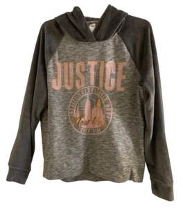Justice Girls Hoodie Sweatshirt Gray Pullover New York City Logo Graphic Size 12 - Picture 1 of 10