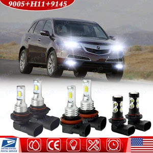 For Acura MDX 2004 2005 2006 - 6pcs 6000K LED Headlights + Fog Lights Bulbs kit - Picture 1 of 10