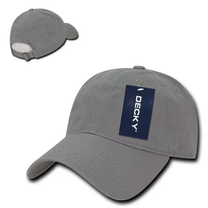 Gray Plain Solid Blank Washed Cotton Polo Style Low Crown Baseball Ball Cap Hat - Picture 1 of 3