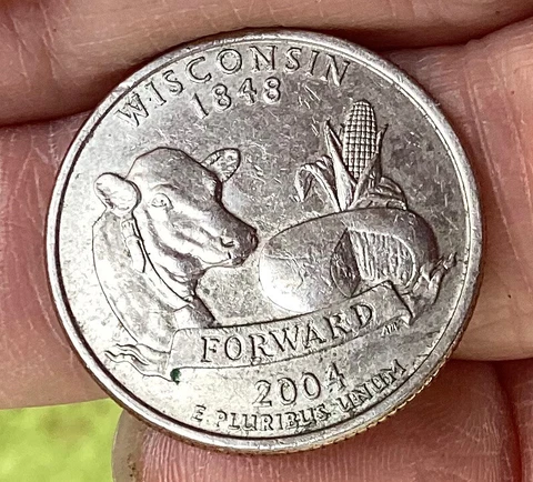 2004 P Wisconsin Statehood Quarter Error, Extra High Leaf Cover