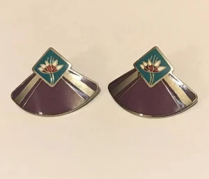 Laurel Burch Enamel Water Lily Earrings - Picture 1 of 4