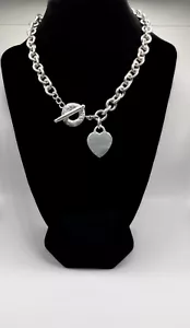 Tiffany & Co. Blank Heart Tag Toggle Necklace 16in - 925 Sterling Silver - Picture 1 of 6