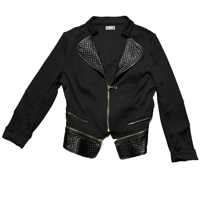 Chaqueta Blazer VIZIO Talla M Negra Y2K Moto Herrajes Dorados Foto 1 de 4