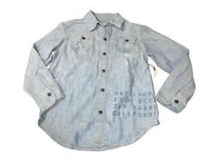 GAP KIDS Boy's Medium 8 Chambray Paint Splatter Button Up Shirt Retail $34.95 - Picture 1 of 13