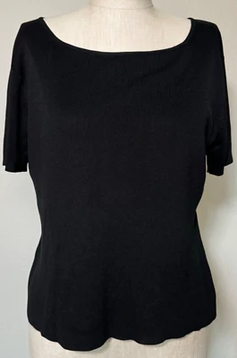 Blusa Harolds 100 % seda enmarcada a mano para mujer talla mediana camisa de seda negra Foto 1 de 4