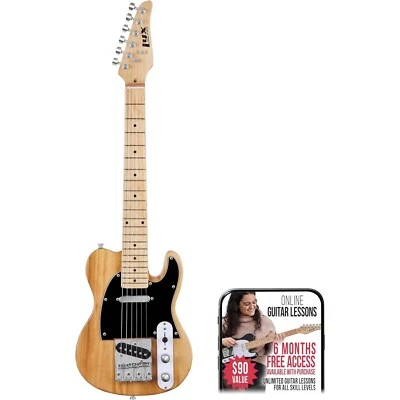 LyxPro Beginner 30" Telecaster Style Electric Guitar, Paulownia Body, Natural - Image 1 of 4