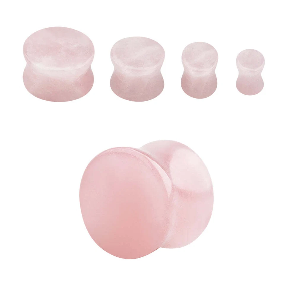 ❤ 4 - 20 mm Ohr Piercing Plug Flesh Tunnel Stone Stein Rosenquarz Rosa Nature - Bild 1 von 1