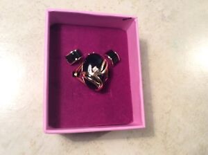 Palm Beach Jewelry Black Ring & Ear Ring Set Gold Electroplated Size 8 W/Box