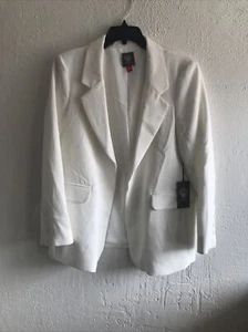 Vince Camuto Womens Ivory Textured Open-Front Crepe Blazer Jacket 10 - Picture 1 of 9