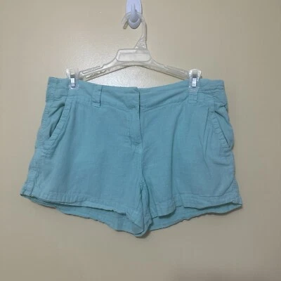 Vineyard Vines Green Blue Casual Linen Blend Shorts Button Pockets Women’s 6 - Image 1 of 4