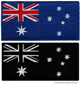 LOT of TWO AUSTRALIAN FLAG EMBROIDERED PATCHES iron-on AUSTRALIA BLACK BLUE new