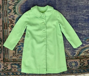 Vintage 5t Mod 60s Girls Lime Green Spring Coat Jacket VGUC Peter Pan Collar - Picture 1 of 7