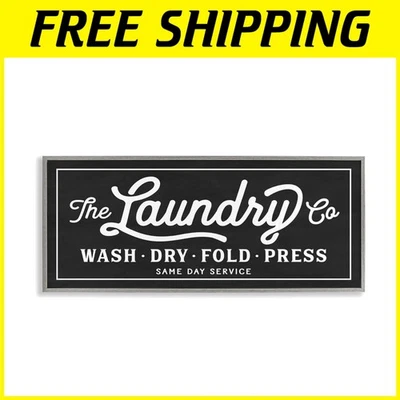 Letrero de lavadero vintage 10x24 con marco de madera gris texturizada - Decoración artística Foto 1 de 4