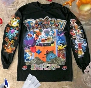 NEU DBRUZE Pokemon Langarm Gameboy Color Schwarz T-Shirt Gr. L SUPER SELTEN PIKA - Bild 1 von 4