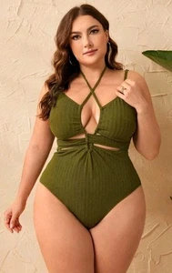 4XL~  Backless Halter Top~ One Piece Swimsuit ~Color Green  - Picture 1 of 6