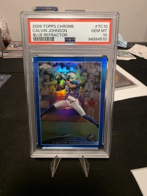 2009 Topps Chrome Blue Calvin Johnson PSA10 - Image 1 of 2