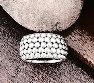 LAGOS Caviar Wide Beaded .925 Silver Band Ring Size 8 ~ 12.61 Grams - Picture 1 of 4