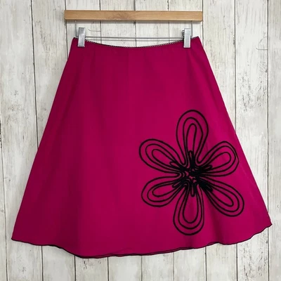 Vintage Heart Soul Y2K Embroidered Flower A Line USA Cotton Skirt Medium - Image 1 of 4