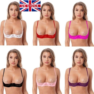 Women Underwired Push Up Shelf Bra 1/2 Cup Demi Balconette Unlined Bra Top Sexy - Image 1 of 2