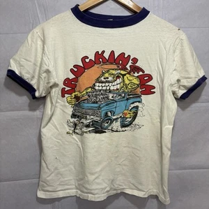 Truckin On Vintage Shirt 80s Funny Sayings A&PU Cropped Unisex Monster Coachella - Picture 1 of 9