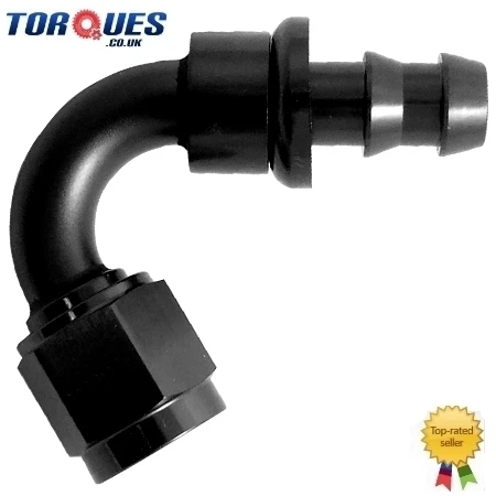 TORQUES AN -6 (6AN JIC AN6) 120 grados Push-On Socketless Fuel Mande Fitting Negro