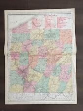 Large 21" X 28" COLOR Map of Pennsylvania-1905