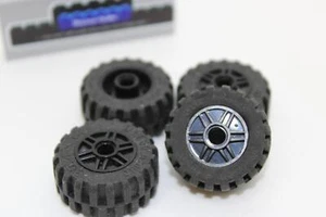 Lego (c) 4x Reifen - Rad - 9242 - schwarz Felge - 30,4x14 - Technic - Bild 1 von 1
