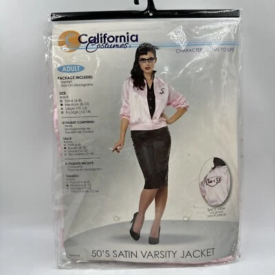 California Disfraces Dress Up Chaqueta Universitaria Satén Años 50 Adulto Talla M 8-10 Nueva Foto 1 de 4