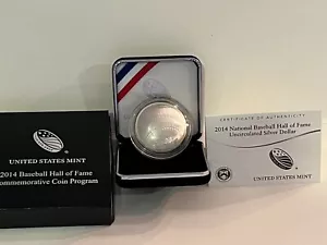 2014 P BASEBALL HALL OF FAME UNC. COMM. SILVER DOLLAR - Picture 1 of 12