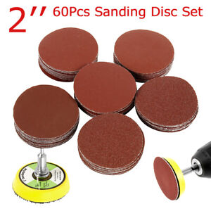 60PCS 2 Inch Sanding Discs 100-2000 capsules Sandpaper Sander Pad 3MM handle CV
