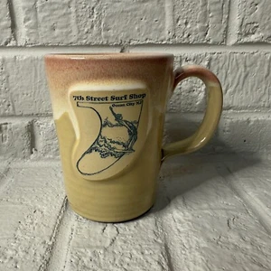 Deneen Pottery Glazed Coffee Tea Mug 7th Street Surf Shop Ocean City NJ Yellow - Picture 1 of 6