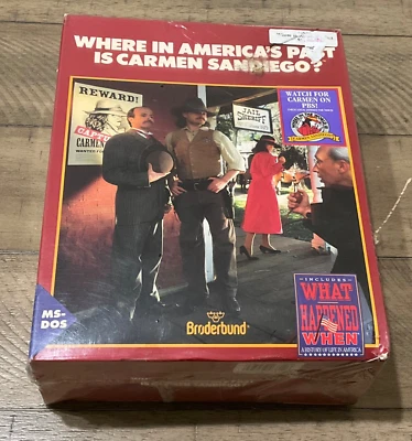 SEALED Where In America's Past is Carmen Sandiego PC Game Big Box by Broderbund - Image 1 of 4