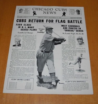 1938 Baseball Chicago Cubs News Wrigley Field Schedule Guide Program Newsletter - Image 1 of 3