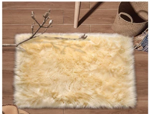 Super Soft Faux Fur Area Rug 2'x3' Bedroom Sofa Living Room Fluffy light yellow - Picture 1 of 12